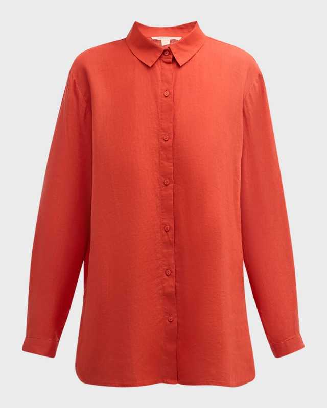 Petite Button-Down Organic Linen Shir